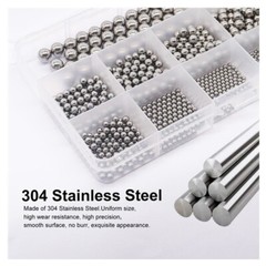 600pc Stainless Steel Bearing Balls 1mm-8mm 12 Size Metric Assortment Kit