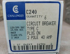 Challenger C240 Circuit Breaker, 2Pole, 40A-120/240VAC Type C NEW