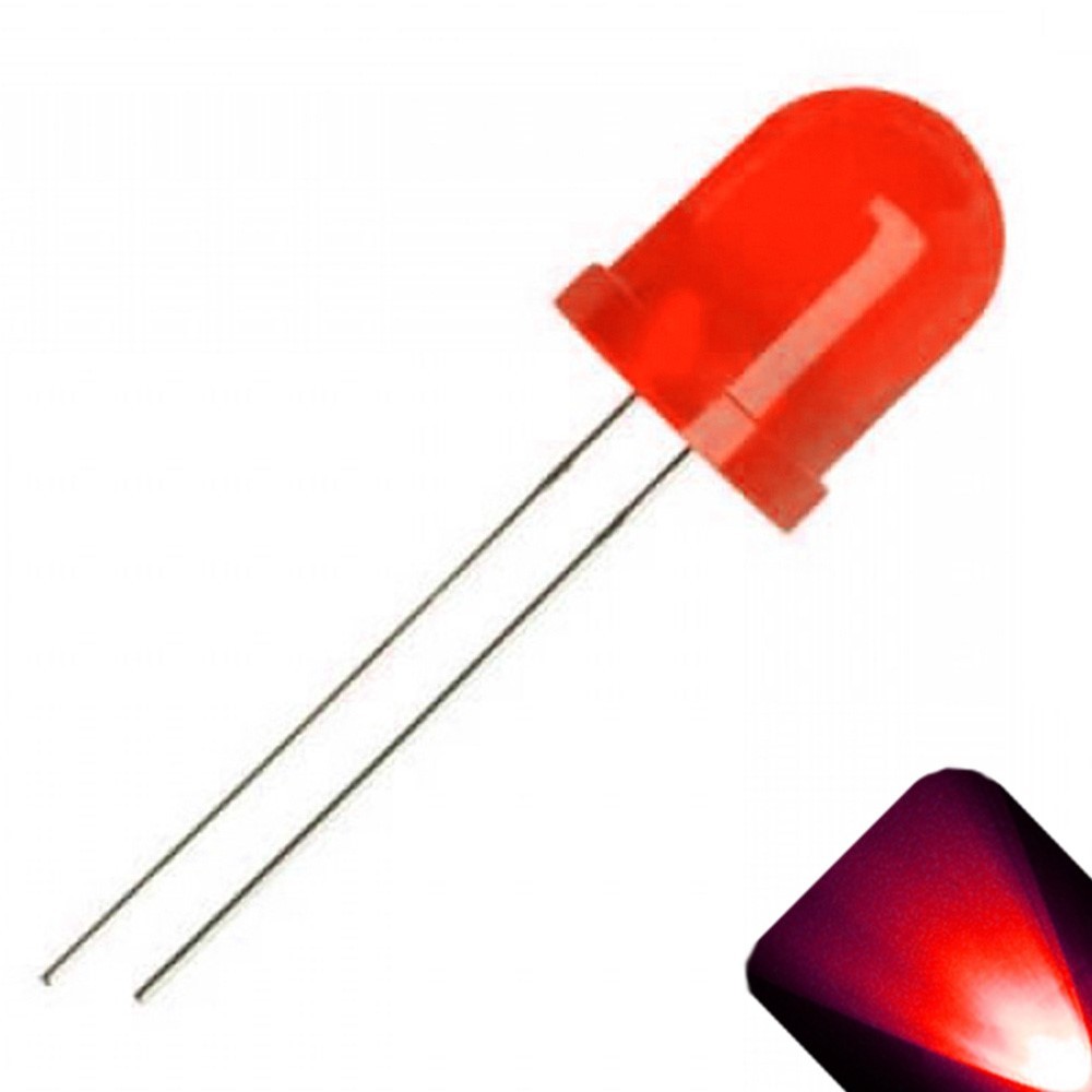 100 x 10mm Round Top Diffused Colored Lens LED Red Ultra Bright Lights Car RC pC