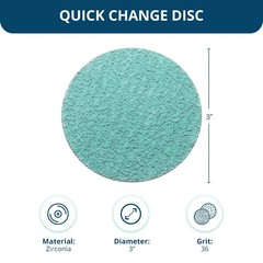 Benchmark Abrasives 3 Inch Sanding Discs Quick Change Green Zirconia, Male R Typ
