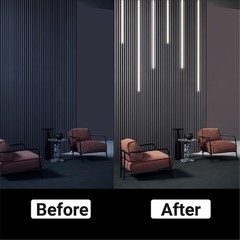 HAMRVL Wood Slat Wall Panels LED Recessed Lighting – 6pcs DC12V Adhesive Acou…