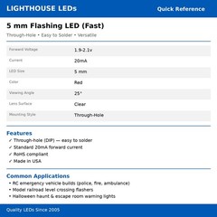 10 LED 5mm Red Extra Fast Flashing Blinking Strobe Ultra Bright LEDs 6Hz Arduino