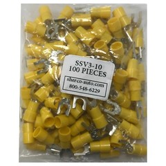 (100) Vinyl Insulated Spring Spade Terminal 12-10 AWG #10 Stud Wire Connector