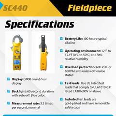 SC440 True RMS Clamp Meter with Temp, Inrush, Capacitance & Backlight