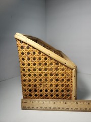 Vintage Bamboo & Rattan Cane Wood Surface Top Desk Top Letter Organizer