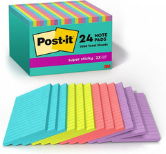 Post-It Super Sticky Notes, 4-Inch X 6-Inch, Supernova Neons Collection, Lined,