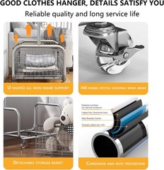 Garment Rack With Storage Baskets,Clothing Rack for Hanging Clothes, Multi-fu…