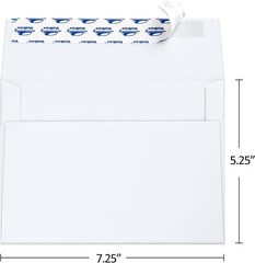 White Self-Seal A7 Invitation Envelopes, 100 Pack, 5.25×7.25 Inches