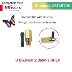 Dental Straight Transfer Abutment Regular Ø5.0 mm Hex GH 1–6 mm Hiossen/Osstem