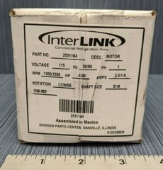 INTERLINK 2531194 FASCO REFRIGERATION FAN MOTOR 115V 1/20 HP 1300/1550 RPM