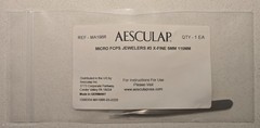 Lot of 2 New AESCULAP MA198R Micro Forceps Jewelers #3 X-Fine 5mm 110mm