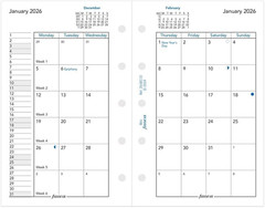 C68110-26 Mini Size Month-To-View Calendar Diary Refill White Paper 2026