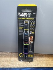 Klein Tools 32933M 6-in-1 Impact Rated Flip Socket Set 5” 6 Metric Hex Sizes NEW