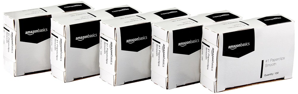 Amazon Basics No. 1 Paper Clips, Smooth, 1000 Count (10 No.1 Silver