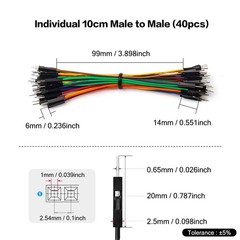 40pcs 10cm Male to Male Tinned Copper Jumper Wires for Arduino & Raspberry Pi