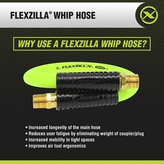 Flexzilla 1/2″ x 2′ FT Air Hose Whip With 1/2′ MNPT Swivel End HFZ1202YW4S Bx24