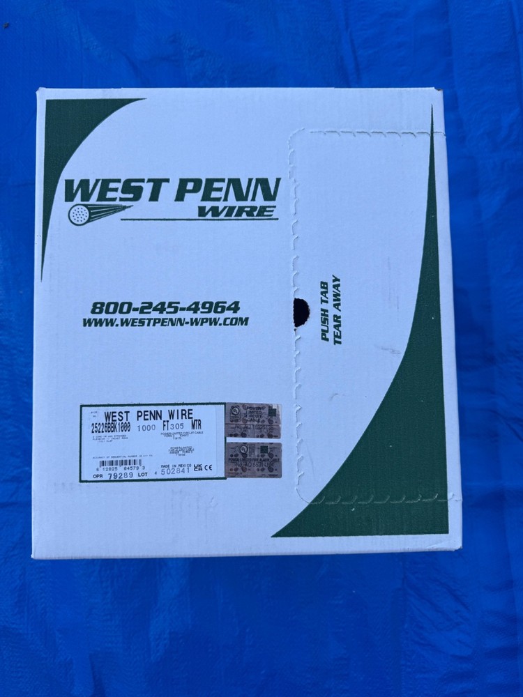 West Penn Wire 25226B – premium 14 AWG 2-conductor stranded copper plenum 1000′