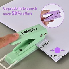 Single Hole Puncher, 3 Pack ， 1/4″ Hole, 50% Labor Savings, Heavy Duty Me