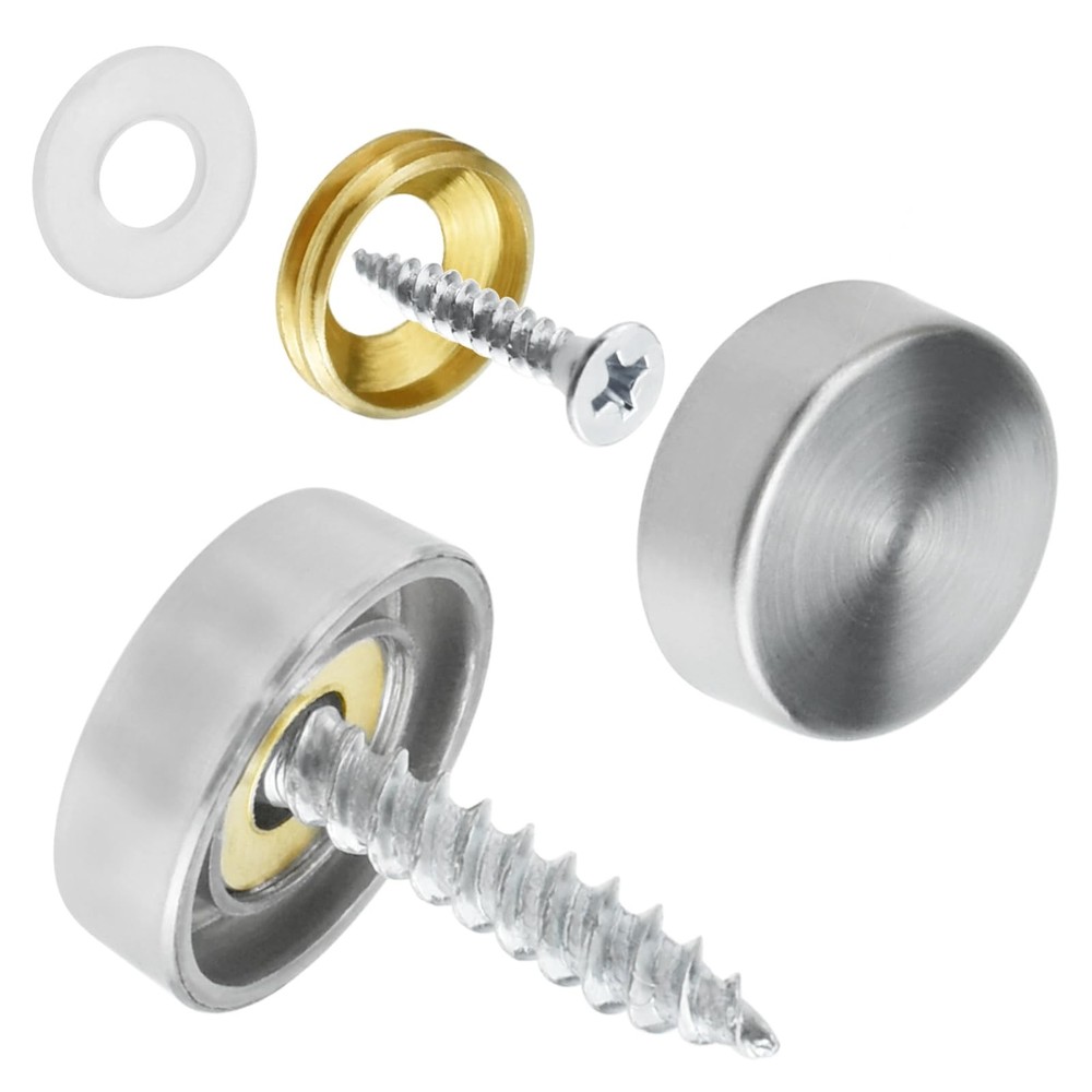 ZIUZI 24 Pcs Stainless Steel Screw Cover Cap, 0.63″/16mm Diameter Mirror Scre…
