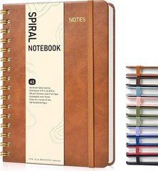 A5 Dotted Spiral Journal Notebook 100GSM Dot Grid 150 Pages Hardcover Brown