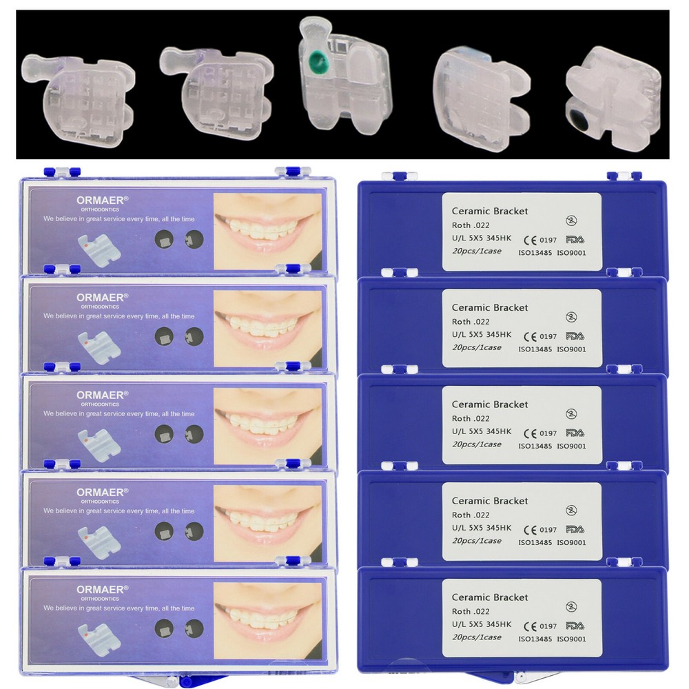 Ormaer 3M Dental Orthodontic Ceramic Brackets Roth MBT 022 Slot 3 4 5 Hooks Mesh