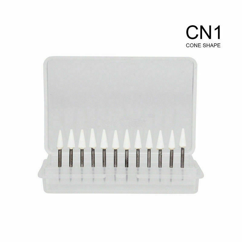 Dental White Stone High Speed Polishing Burs FG Cone/Flame/Round Aluminum Oxide