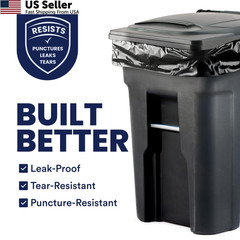 Plasticplace 95-96 Gallon Garbage Can Liners 1 Count (Pack of 25), Black