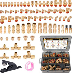 76 Pcs Brass DOT Air Line Fittings Kit Push Lock Air Fittings Push to Connect Fi