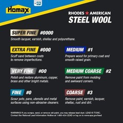 Steel Wool 0000 12 pad Fine Grade Rhodes, American Final Finish Super Fine