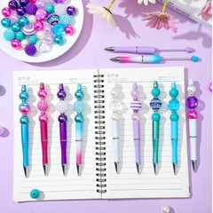 24 Sets Assorted Plastic Beadable Pens Multicolor Bubblegum Crystal Spacer Be…