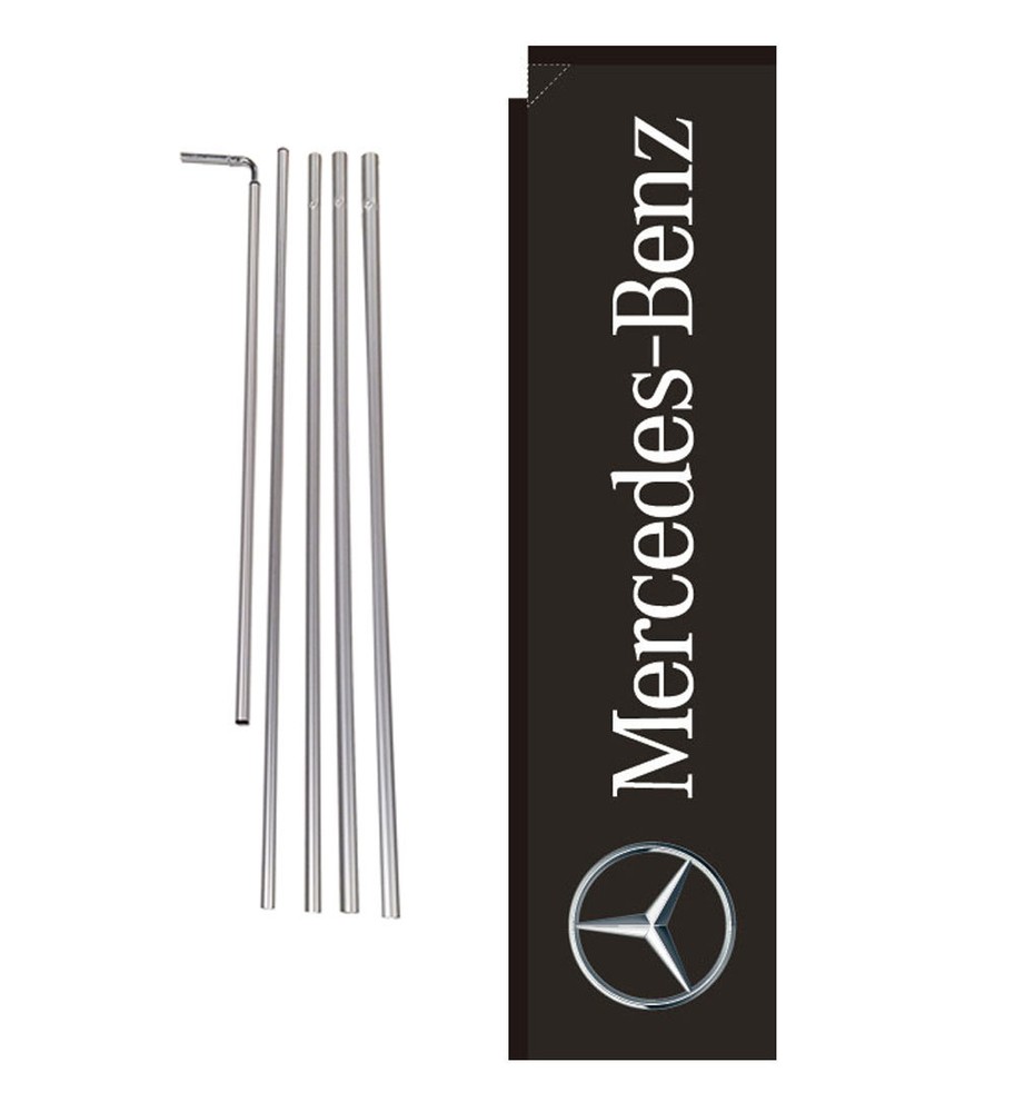 Mercedes-Benz Dealership 15′ Advertising Rectangle Banner Flag w/ pole+spike