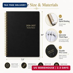 Monthly Planner 2026-2027, Jan 2026 – Dec 2027, 2 Year Calendar Planner, 7.5″ x