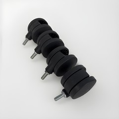 LOT 4 Colson PUT75644BK 3” Black Twin Wheel Furniture Caster 3/8” x 1” Stem