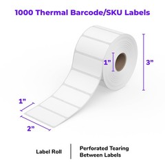 Rollo Direct Thermal 2×1 Barcode Labels – Roll of 1000 Thermal Labels for Shi…