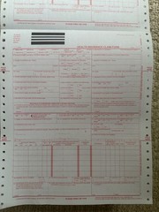 continuous HCFA CMS 1500 form computer paper, approx 800 sheets, 9.5″ x 11″