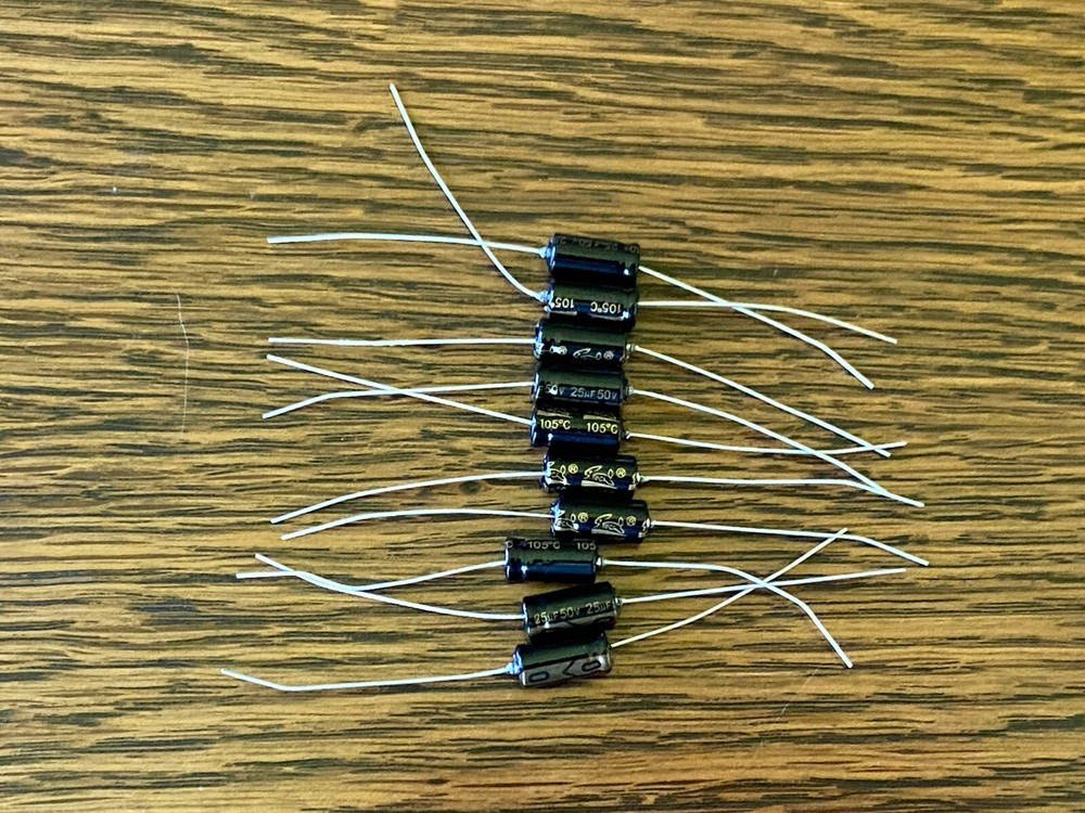 Axial Electrolytic Capacitor, 25uF, 50V – Lot of 10