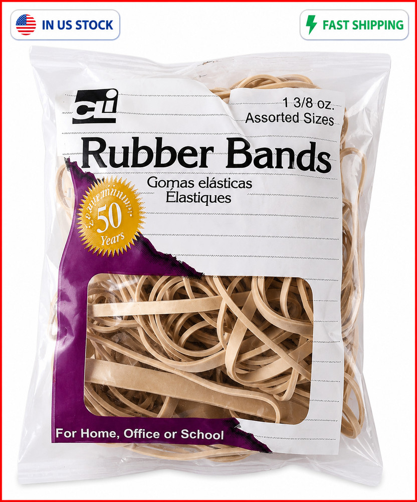 1 Assorted Color Rubber Bands Multi Size Elastic Office School Home Use Strong