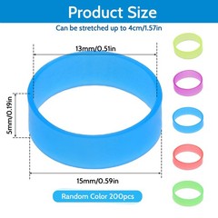 200 Pieces 0.5 Inch Small Elastic Silicone Rubber Bands Black Multicolor