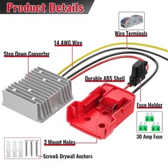240W 20A 18V to 12V Step Down Converter Compatible with Milwaukee 18V Battery