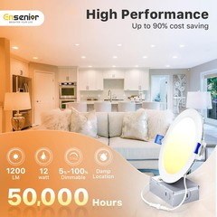 Ensenior 12 Pack 6 Inch 6 Inch, 2700k/3000k/3500k/4000k/5000k – 5cct White