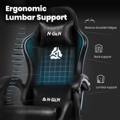 Video Gaming Chair with Footrest Lumbar Support for Home Office High Back Rec…