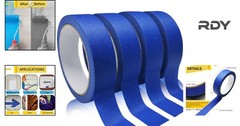 4 Rolls Blue Painters Tape – No Residue, 0.94in x 22yd for Perfect Edges