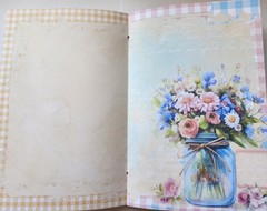Junk Journal Booklet “COUNTRY GINGHAM” Farmhouse Cards, Pockets Ephemera 40Pg