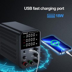 Fuente De Alimentacion Dc 30V 10A Con Knob Y Puerto Usb De Carga Rapida