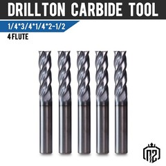 5PCS 4-Flute 1/4″ x 3/4″ x 2-1/2″ Solid Carbide End Mills – AlTiN Coated CNC Bit