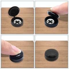 Black Screw Caps with Flip Tops, Hinged Covers for Phillips Screws, Waterproof S