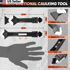 Saker Silicone Caulking Tool 3-in-1 Grout Removal and Sealant Black