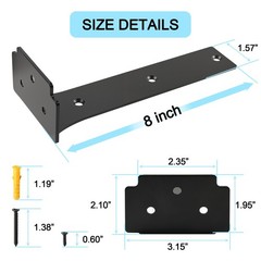 Floating Shelf Brackets,4 Pack Heavy Duty L Brackets for Shelves, 8 Inch Blac…
