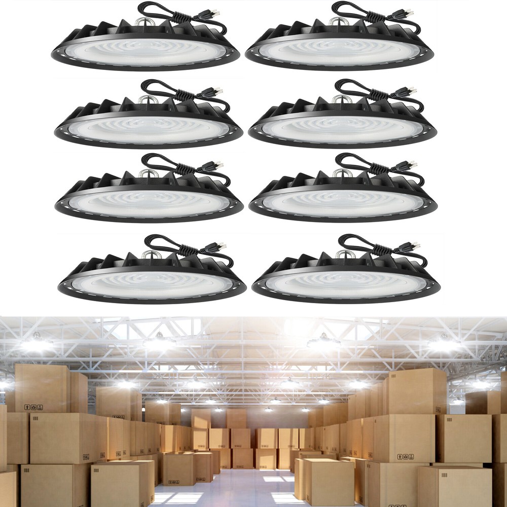UFO High Bay LED Lights, 6000K with US Plug Commercial HighBay Lighting 8Pack