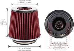 Clamp-On Engine Air Filter, Fit Intake Tube with 3/3.5/4in Diameter, Premium Hig
